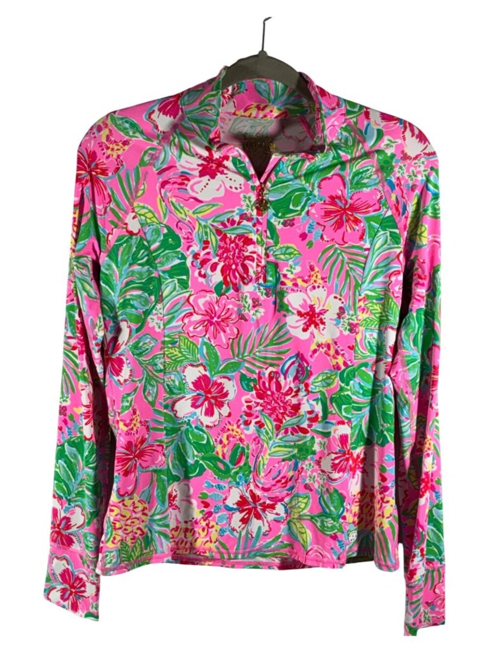 Lilly Pulitzer Luxletic Marion Half Zip Top Journey To The Jungle Print S